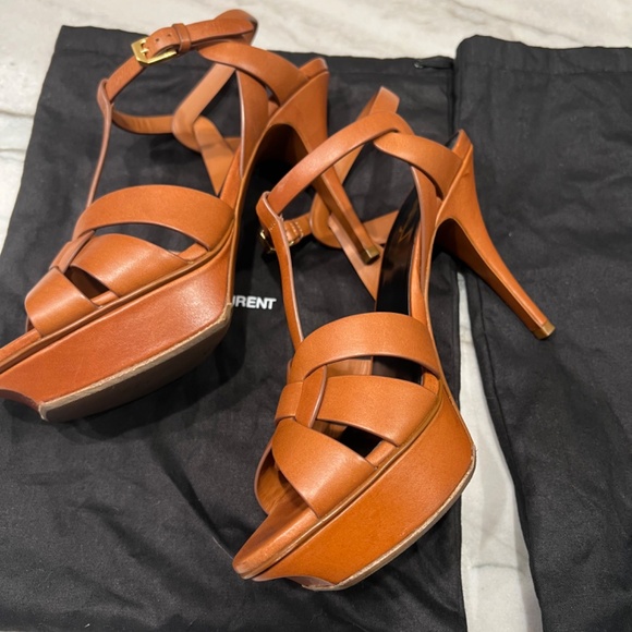Saint Laurent Tribute 75 Leather Platform Sandals - Excellent Condition - Picture 2 of 10